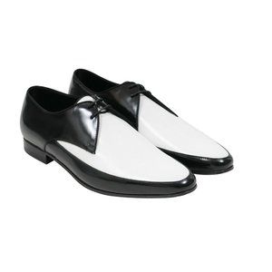 Saint Laurent Men's Black White Perforated Leather Speedster Dress Shoe 42.5 9.5